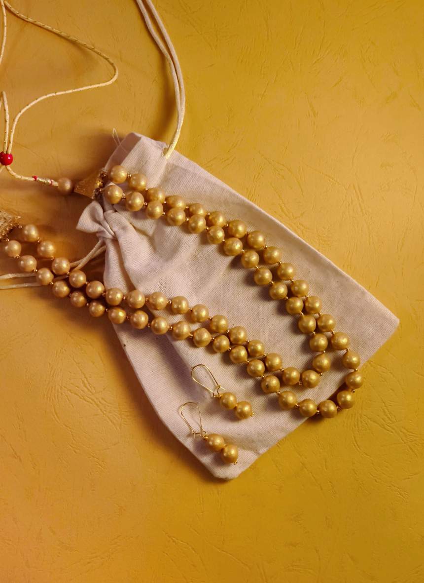 Teracotta Beaded Necklace and Earrings