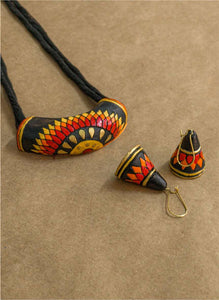 Teracotta Traditional Black Necklace and Earrings